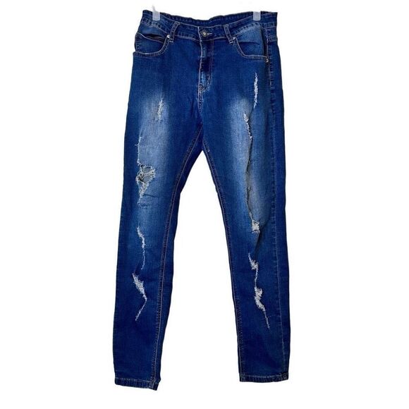 Jeans High Rise Stretch Skinny Jeans Medium Wash Blue Size 32 - Picture 1 of 3
